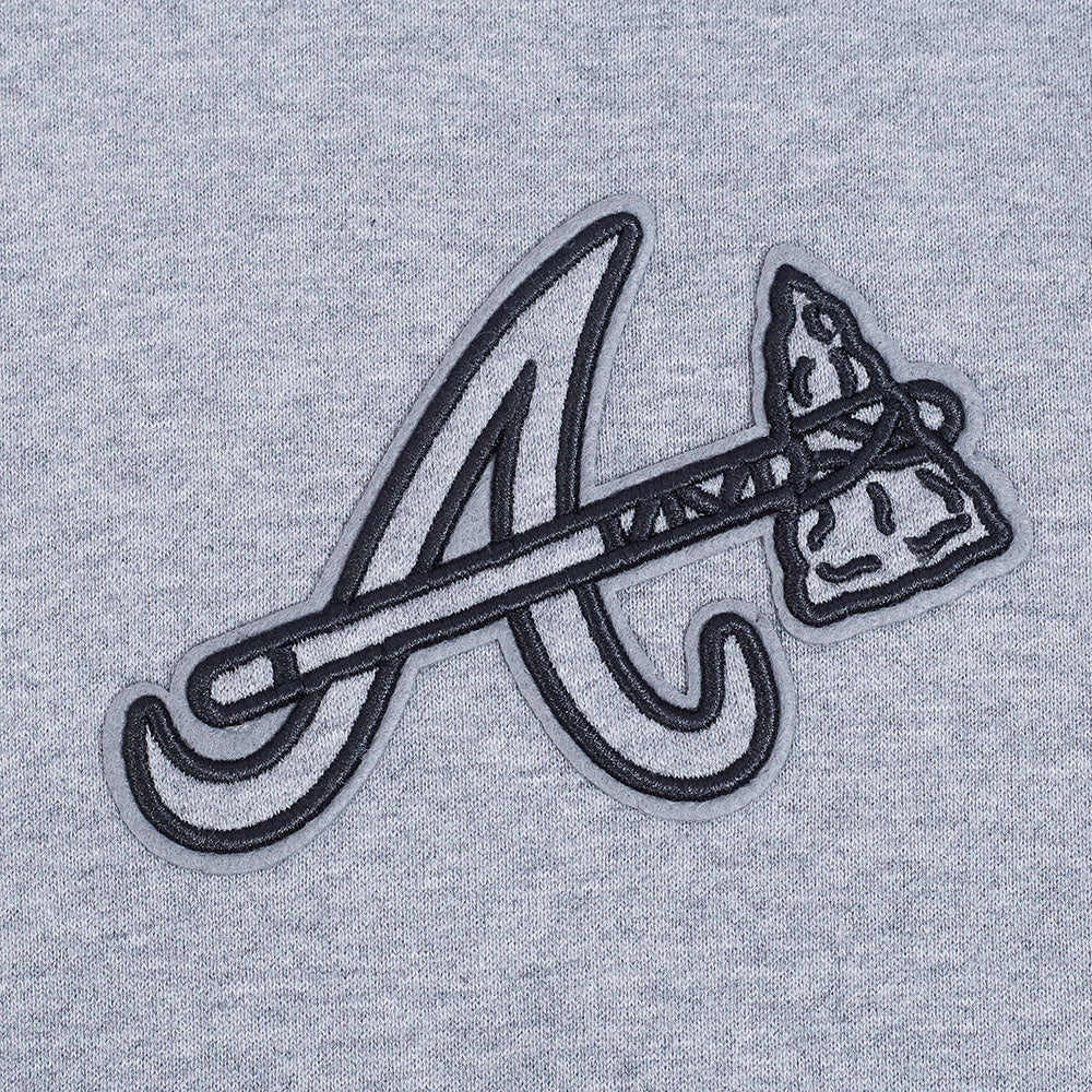 MLB ATLANTA BRAVES NEUTRAL MEN'S DROP SHOULDER PO HOODIE (DARK HEATHER GRAY) - Image 6
