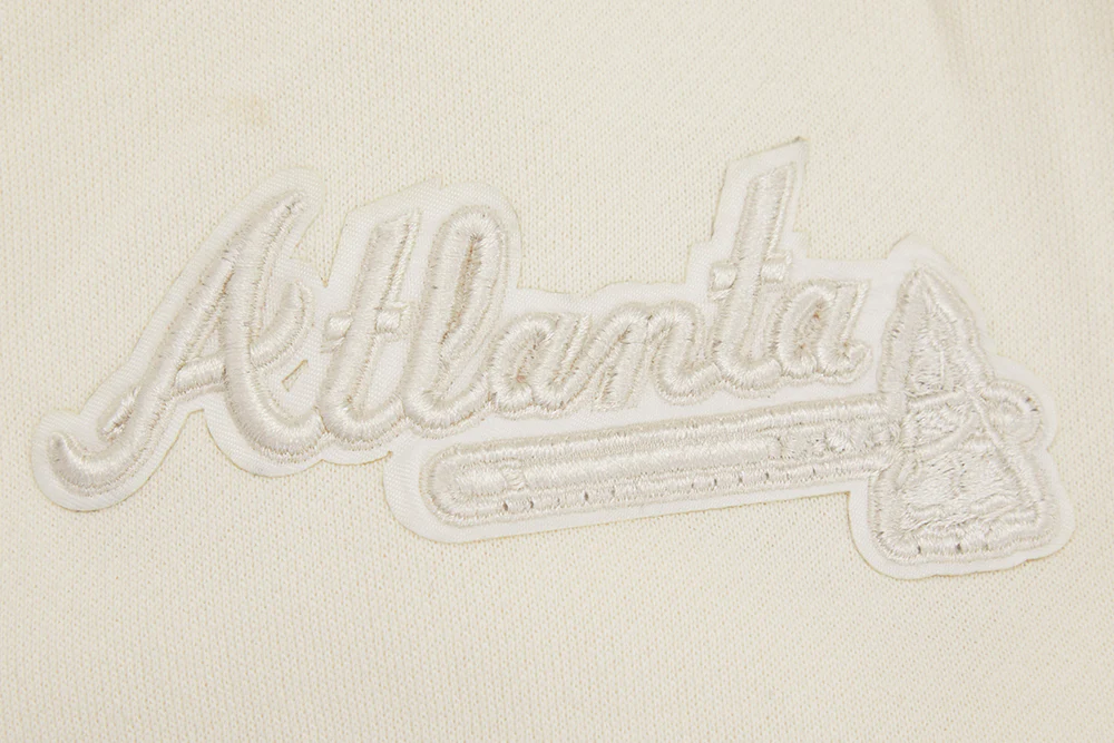 MLB ATLANTA BRAVES NEUTRAL DROP SHOULDER MEN'S PULLOVER HOODIE (EGGSHELL) - Image 5