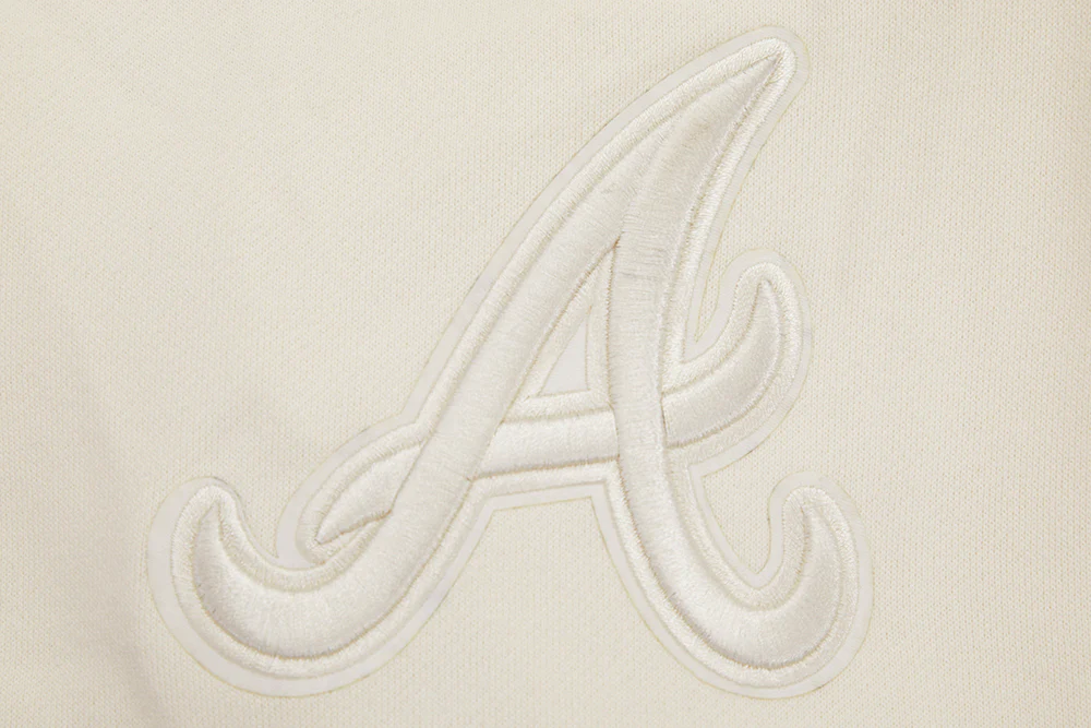 MLB ATLANTA BRAVES NEUTRAL DROP SHOULDER MEN'S PULLOVER HOODIE (EGGSHELL) - Image 7