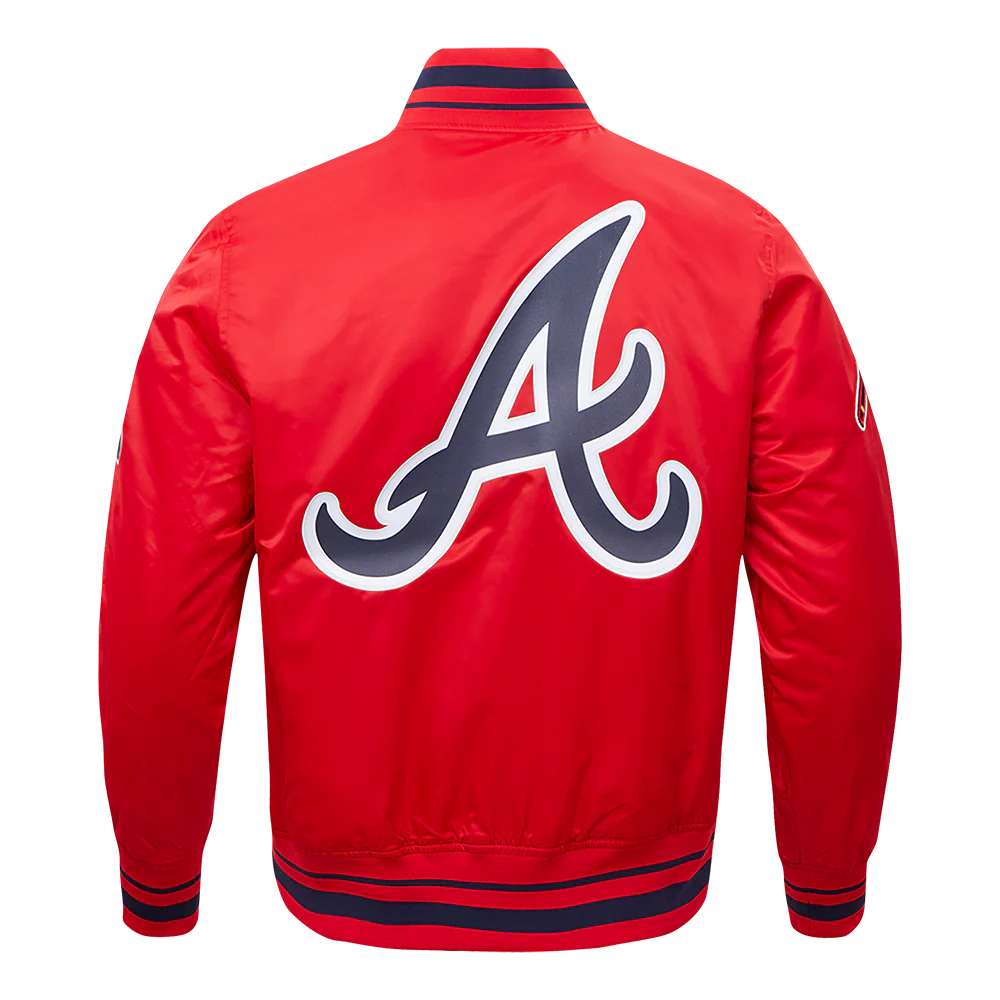 MLB ATLANTA BRAVES SCRIPT TAIL MEN'S SATIN JACKET (RED/MIDNIGHT NAVY/RED) - Image 3