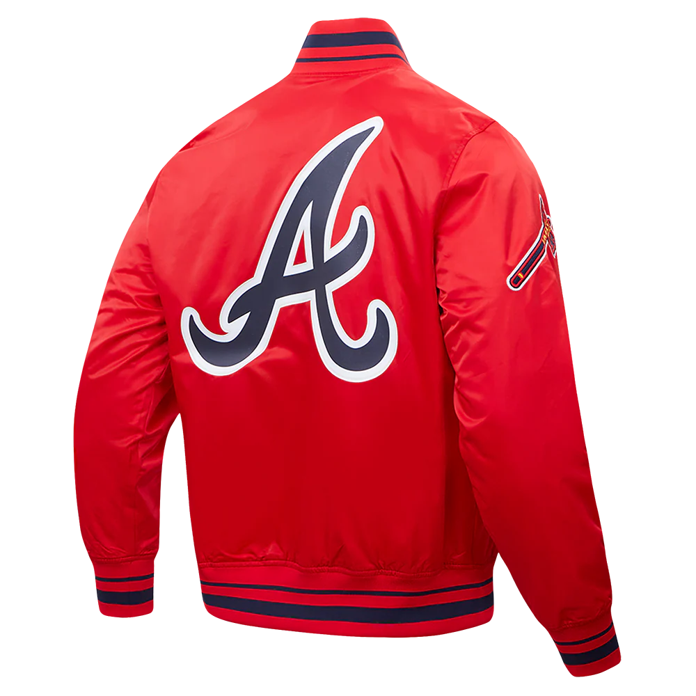 MLB ATLANTA BRAVES SCRIPT TAIL MEN'S SATIN JACKET (RED/MIDNIGHT NAVY/RED) - Image 4