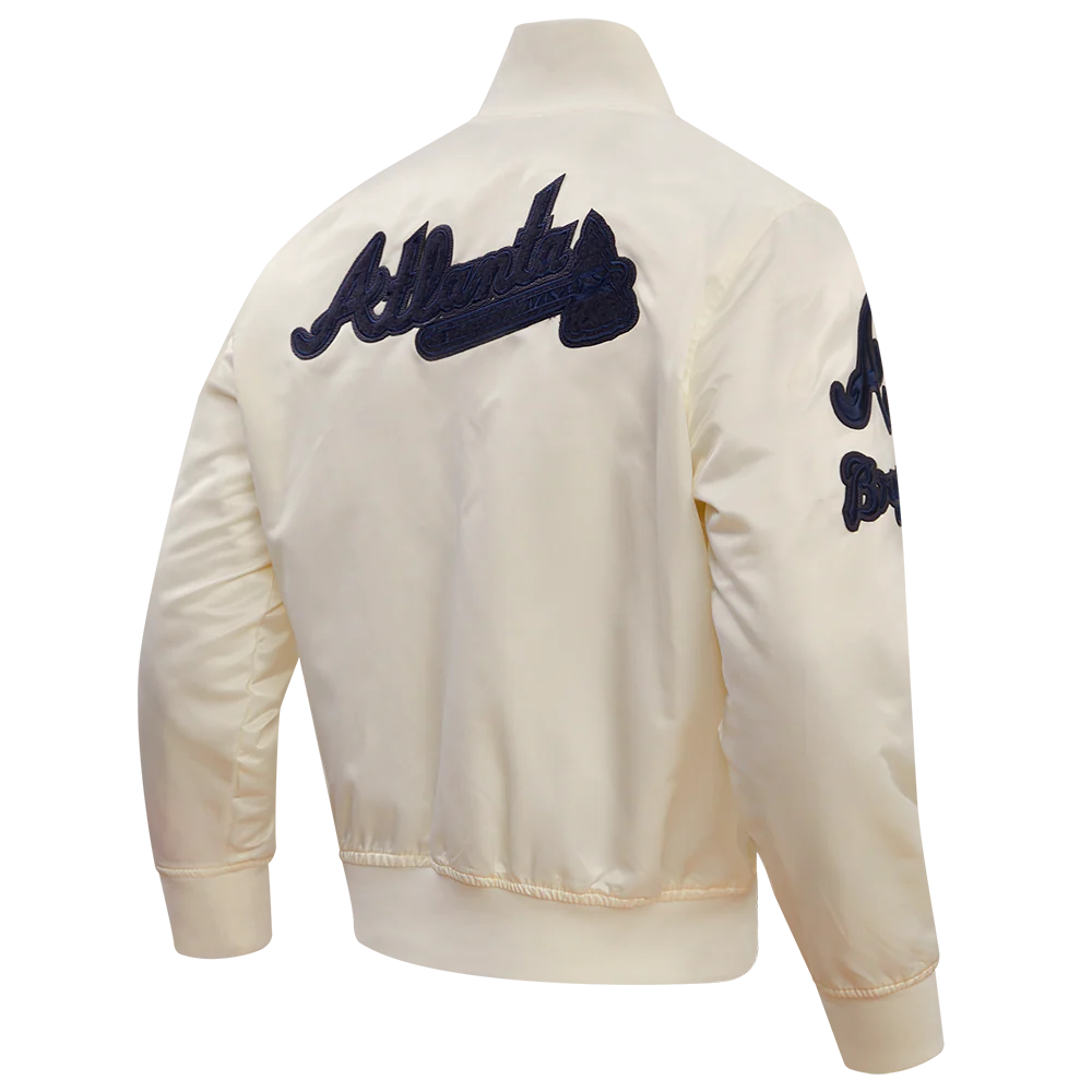 MLB ATLANTA BRAVES TRIPLE TONAL SATIN JACKET (EGGSHELL) - Image 4