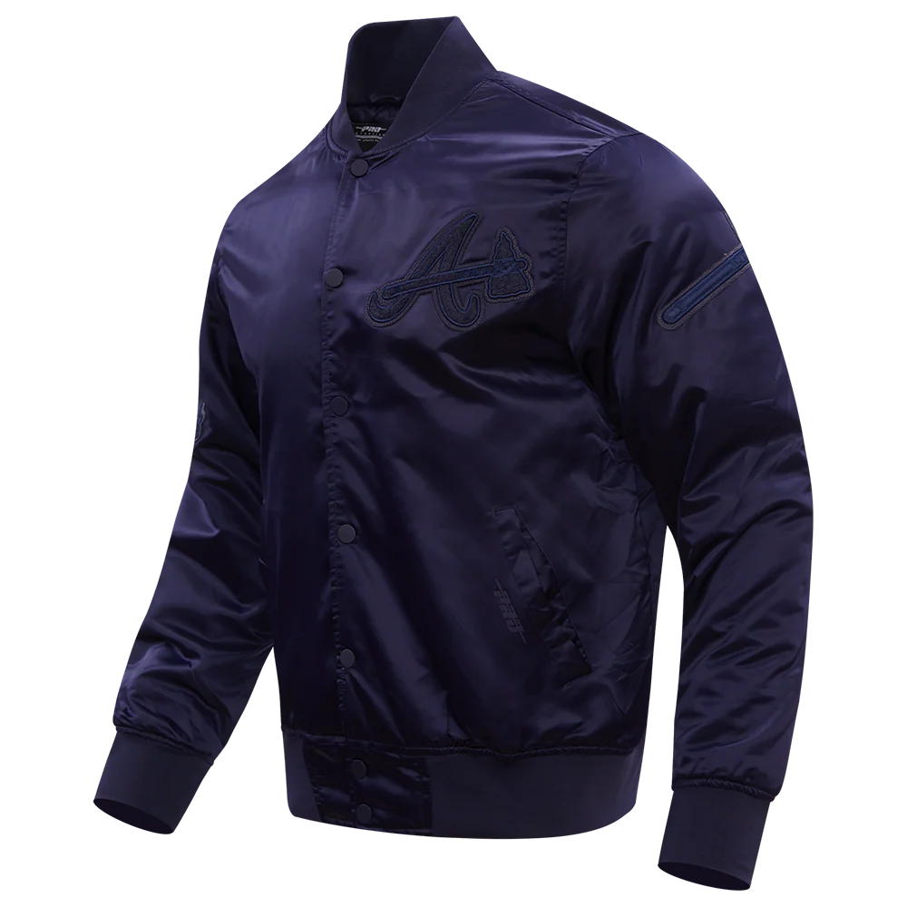 MLB ATLANTA BRAVES TRIPLE TONAL SATIN JACKET (MIDNIGHT NAVY) - Image 2