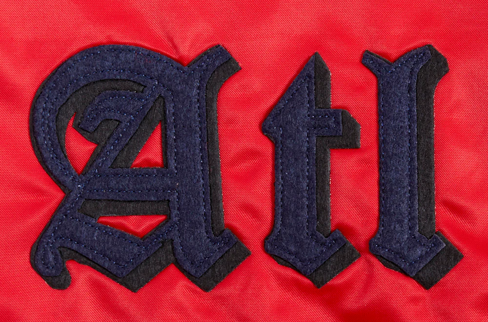MLB ATLANTA BRAVES OLD ENGLISH MEN'S RIB SATIN JACKET (RED/MIDNIGHT NAVY/RED) - Image 8
