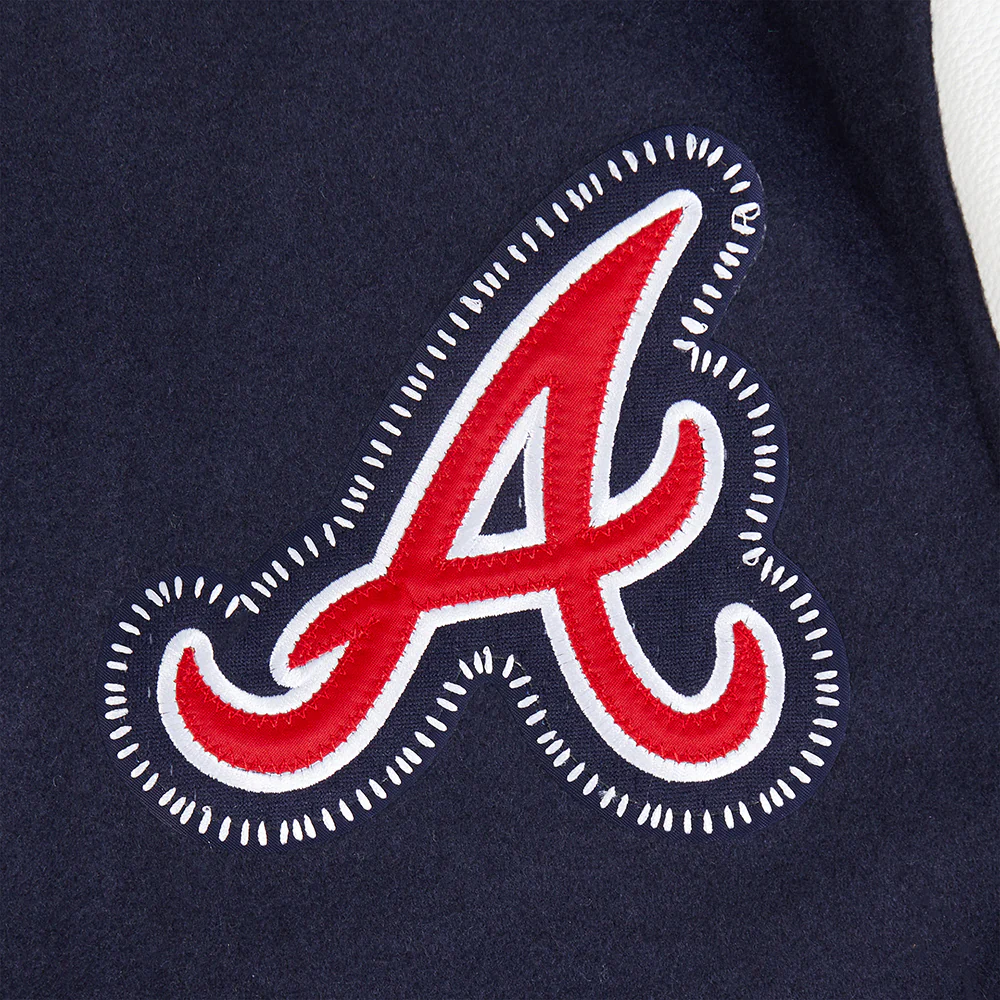 MLB ATLANTA BRAVES DIY PICK STITCH MEN'S RIB WOOL VARSITY JACKET (MIDNIGHT NAVY/RED/MIDNIGHT NAVY) - Image 11