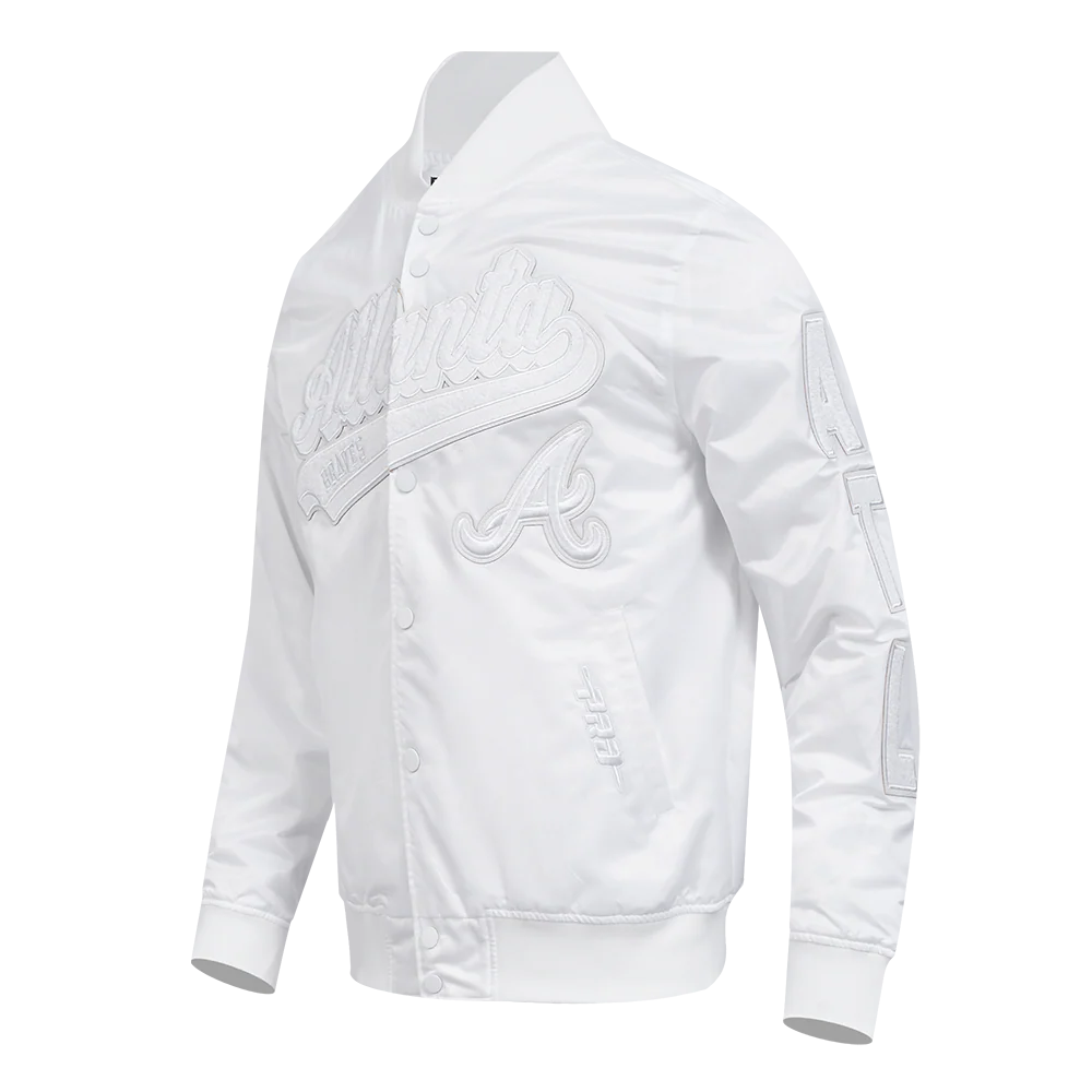 MLB ATLANTA BRAVES WHITE OUT MEN'S SATIN JACKET (WHITE) - Image 2