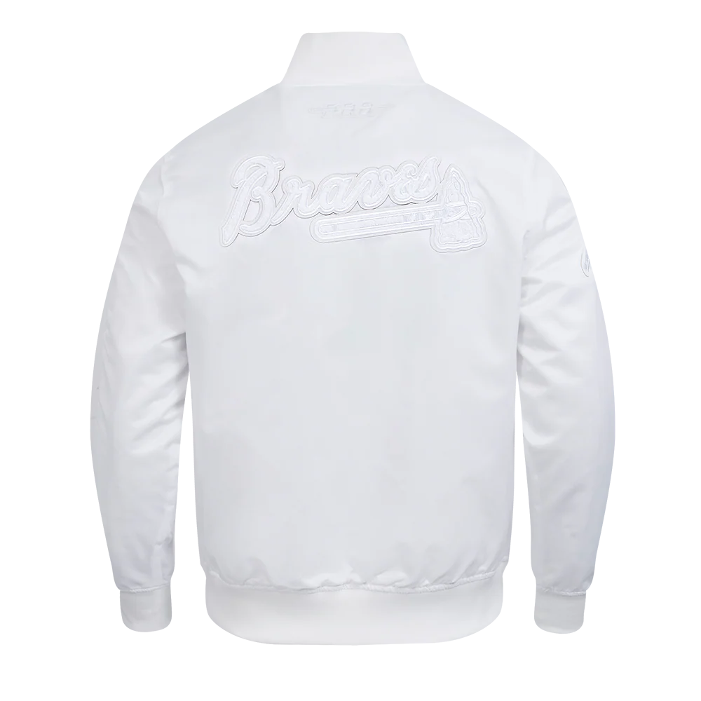 MLB ATLANTA BRAVES WHITE OUT MEN'S SATIN JACKET (WHITE) - Image 3