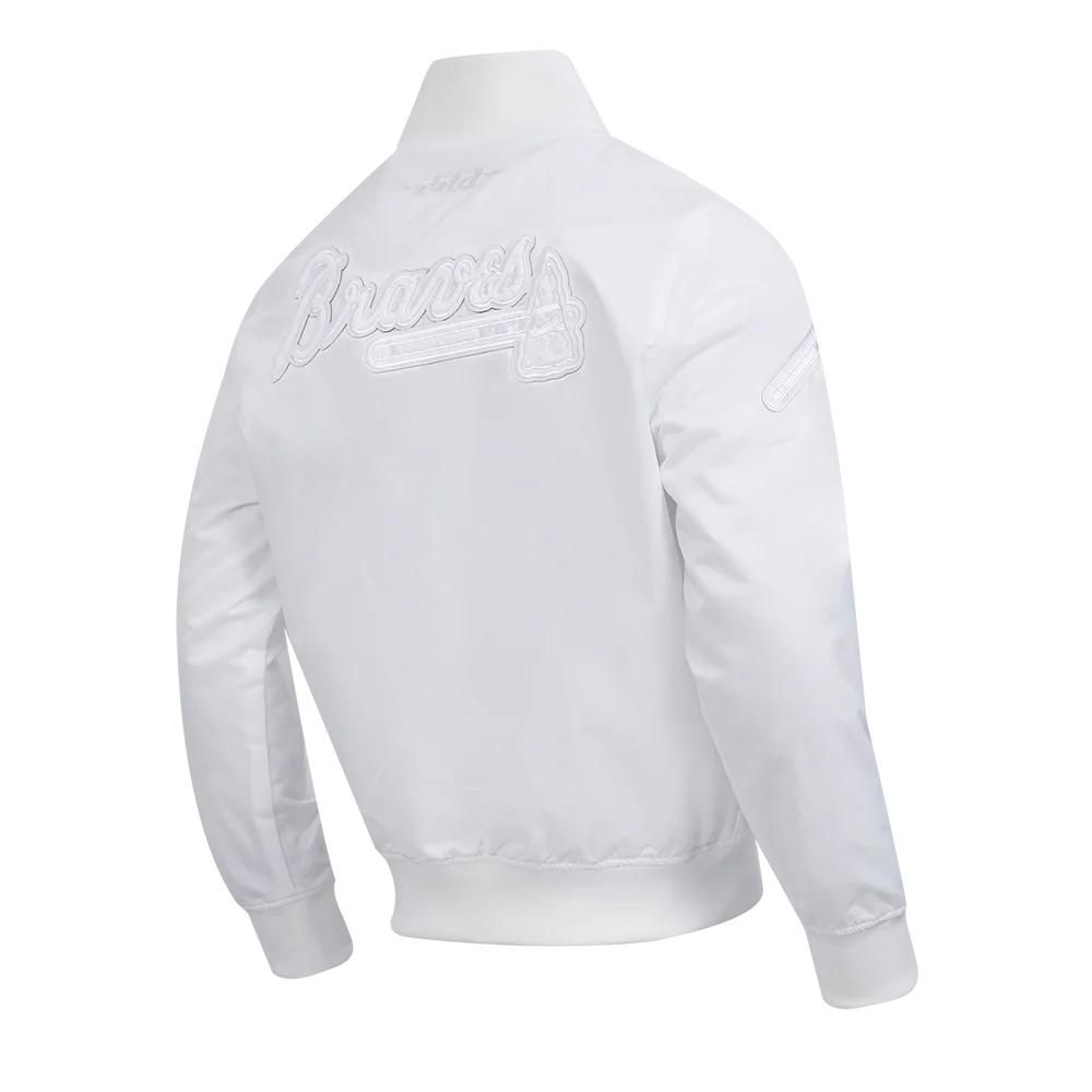 MLB ATLANTA BRAVES WHITE OUT MEN'S SATIN JACKET (WHITE) - Image 4