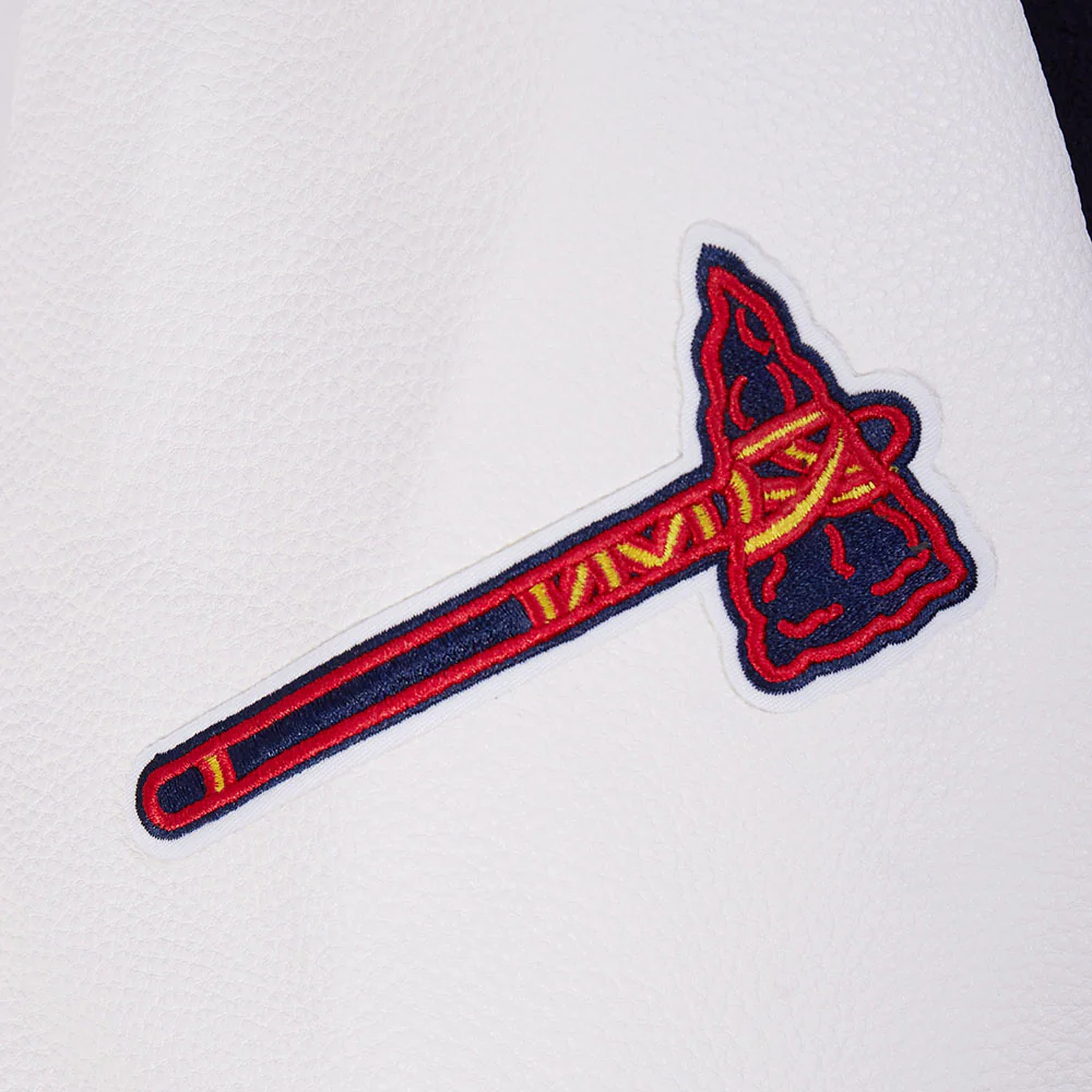 MLB ATLANTA BRAVES TEAM BADGE MEN'S RIB WOOL VARSITY JACKET (MIDNIGHT NAVY/RED/MIDNIGHT NAVY) - Image 6