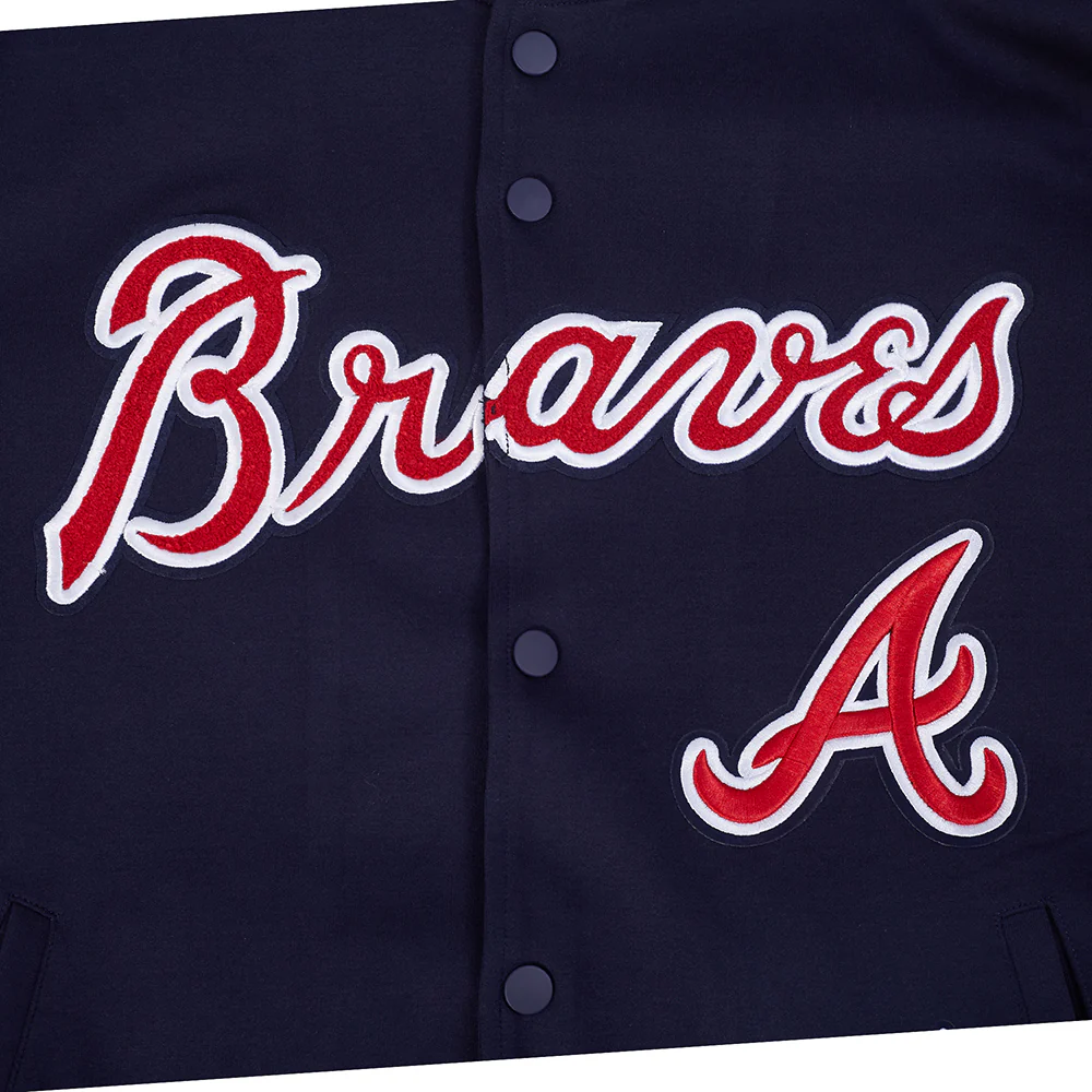 MLB ATLANTA BRAVES CURRENT LOGO PRO GAME DAY MEN'S DOUBLE KNIT JACKET (MIDNIGHT NAVY/WHITE) - Image 8