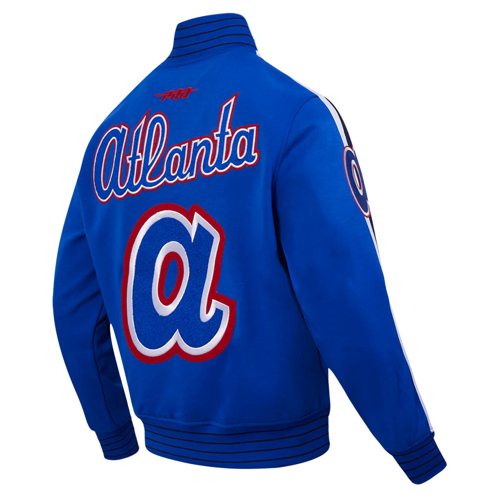 MLB ATLANTA BRAVES COOPERSTOWN LOGO PRO GAME DAY MEN'S DOUBLE KNIT JACKET (ROYAL BLUE/WHTE/MIDNIGHT NAVY) - Image 4