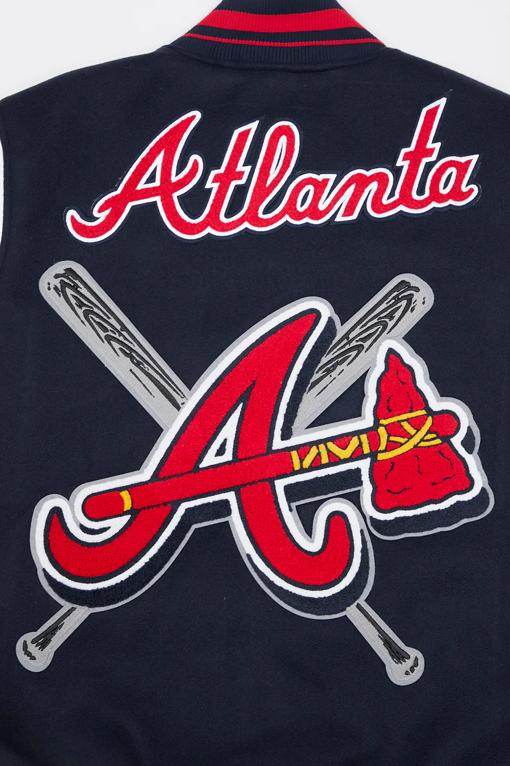 MLB ATLANTA BRAVES MASHUP MEN'S RIB WOOL VARSITY JACKET (MIDNIGHT NAVY/RED/MIDNIGHT NAVY) - Image 13
