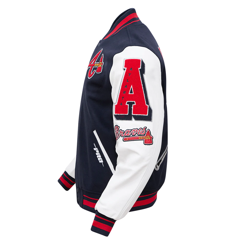 MLB ATLANTA BRAVES MASHUP MEN'S RIB WOOL VARSITY JACKET (MIDNIGHT NAVY/RED/MIDNIGHT NAVY) - Image 3
