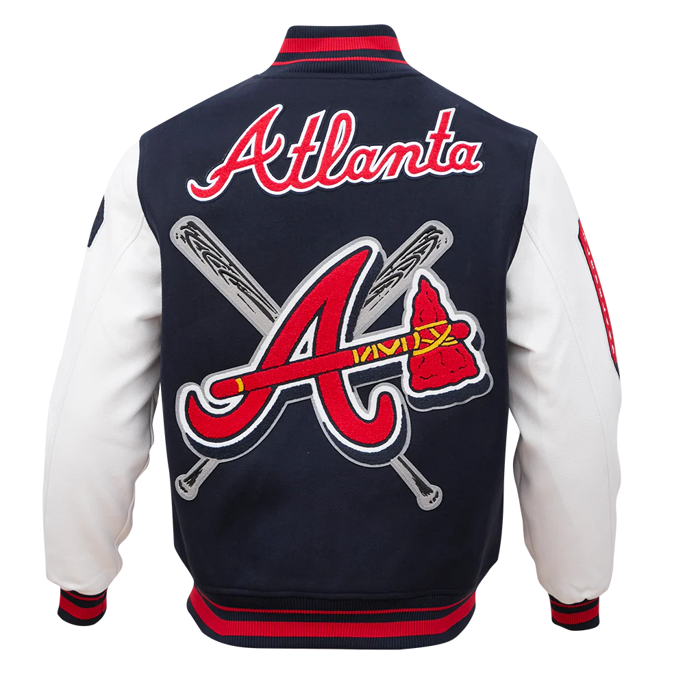 MLB ATLANTA BRAVES MASHUP MEN'S RIB WOOL VARSITY JACKET (MIDNIGHT NAVY/RED/MIDNIGHT NAVY) - Image 4