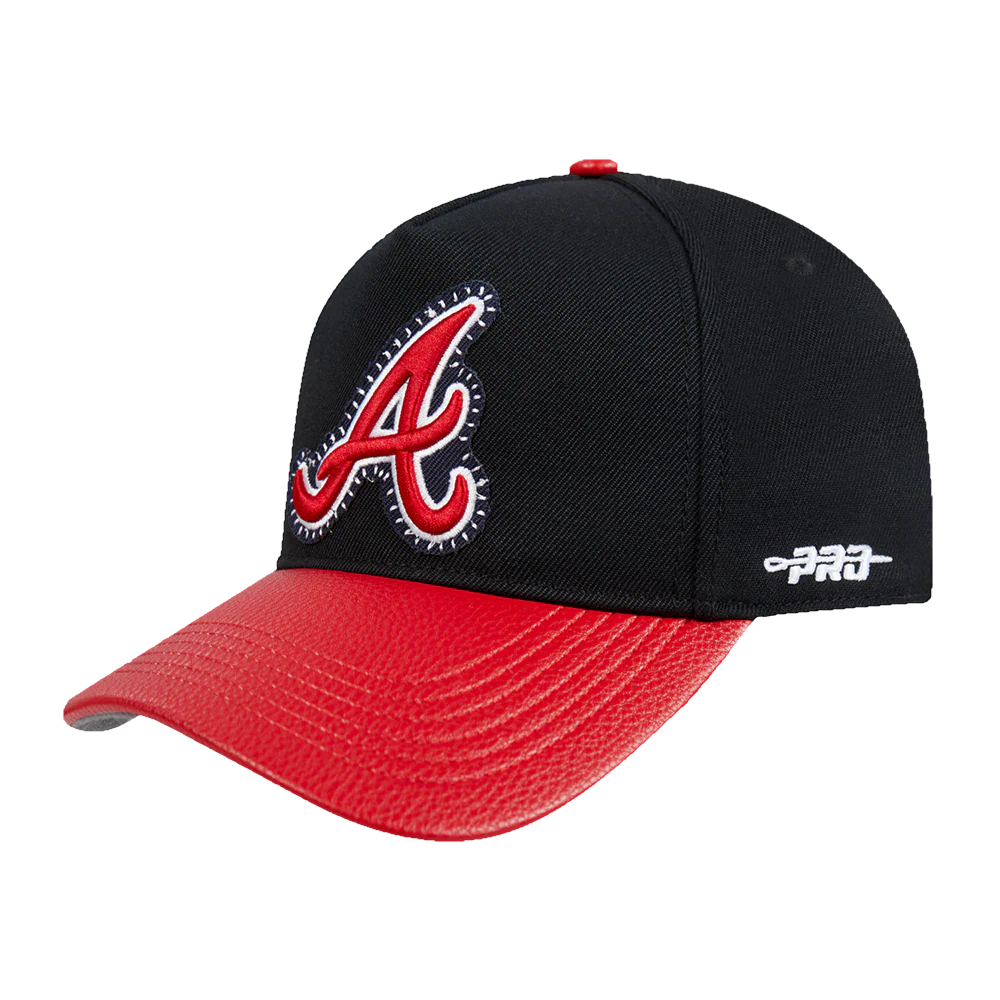 MLB ATLANTA BRAVES DIY PICK STITCH LEATHER PINCH FRONT STRAPBACK (BLACK) - Image 3
