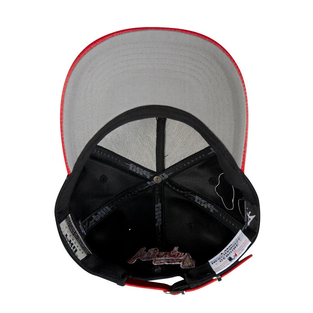 MLB ATLANTA BRAVES DIY PICK STITCH LEATHER PINCH FRONT STRAPBACK (BLACK) - Image 6