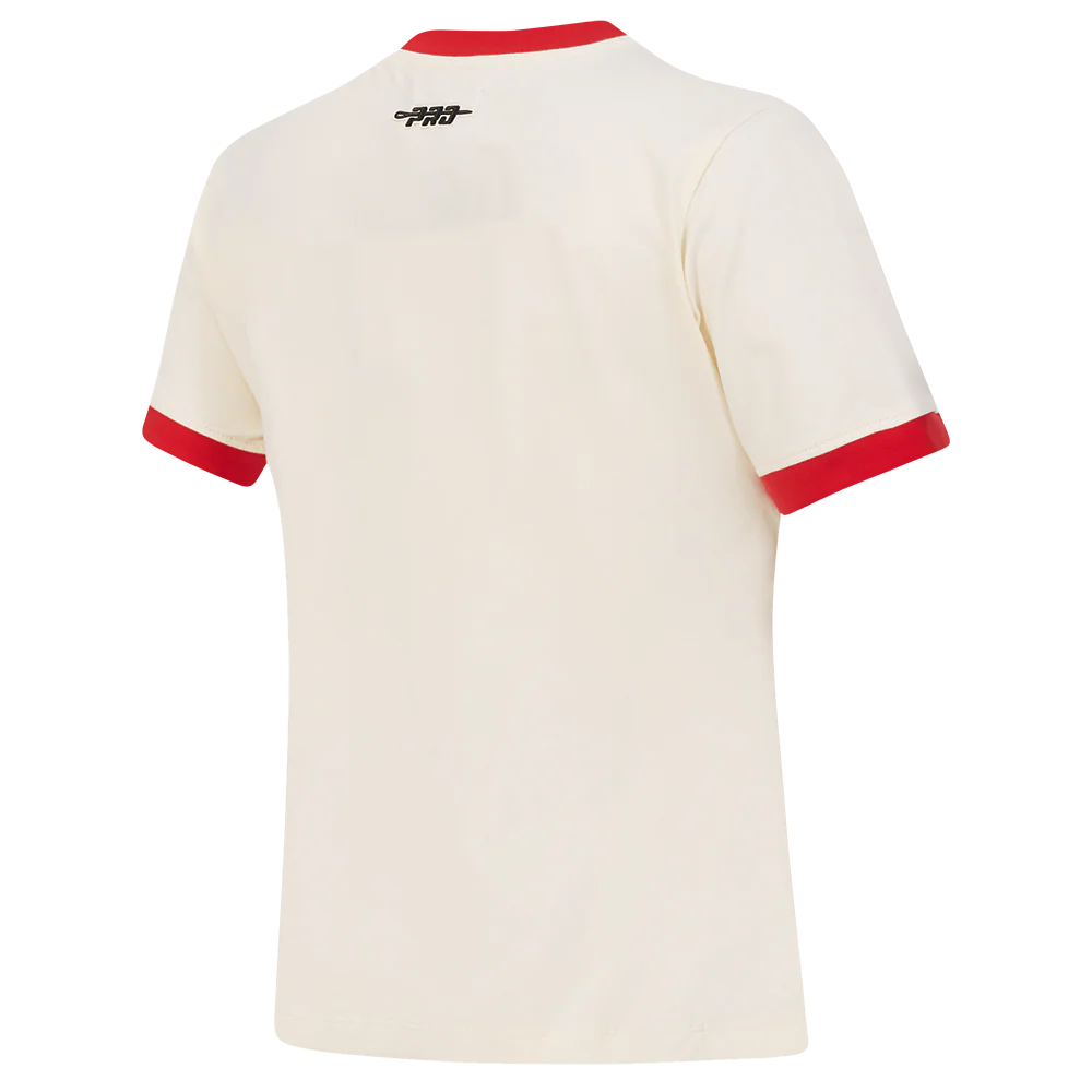 MLB ATLANTA BRAVES RETRO CASCADE WOMEN'S RINGER TOP (EGGSHELL/ RED) - Image 4