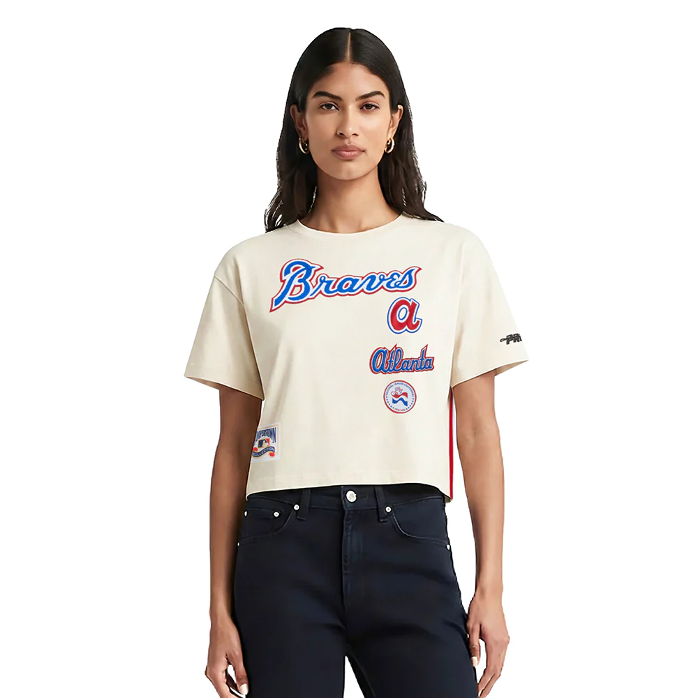 MLB ATLANTA BRAVES RETRO CLASSICS WOMEN'S S/S BOXY TOP (EGGSHELL)