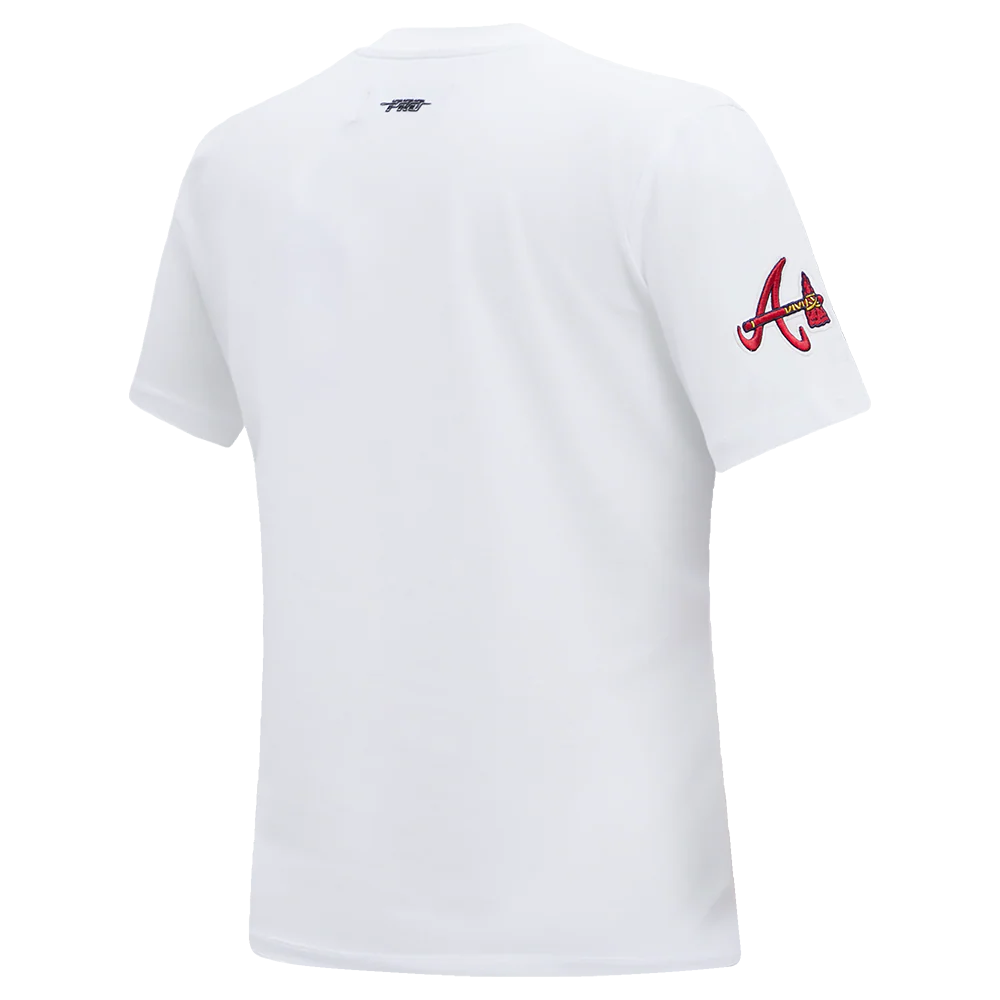MLB ATLANTA BRAVES CLASSIC SHORT SLEEVE WOMEN'S SINGLE JERSEY SLIM FIT TOP (WHITE) - Image 4