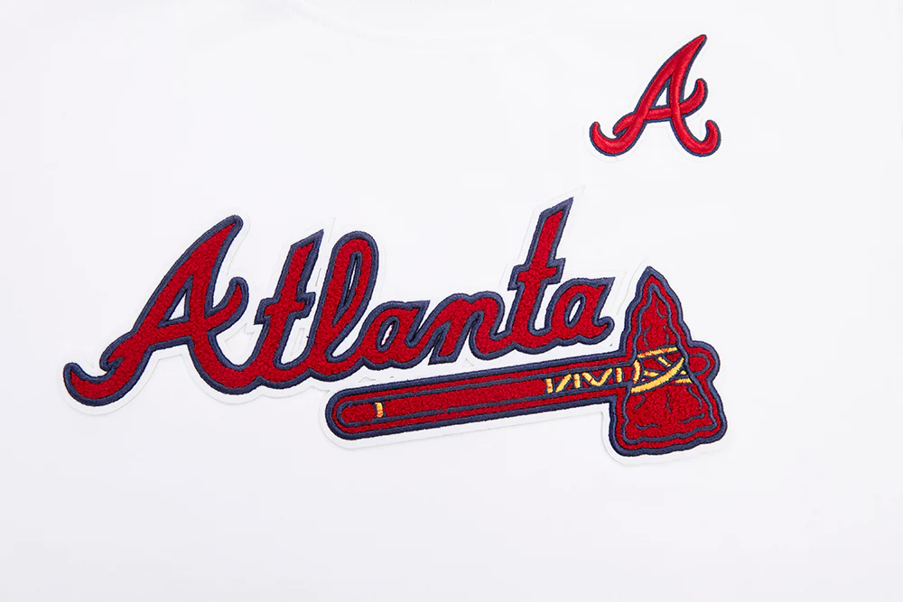 MLB ATLANTA BRAVES CLASSIC SHORT SLEEVE WOMEN'S SINGLE JERSEY SLIM FIT TOP (WHITE) - Image 5