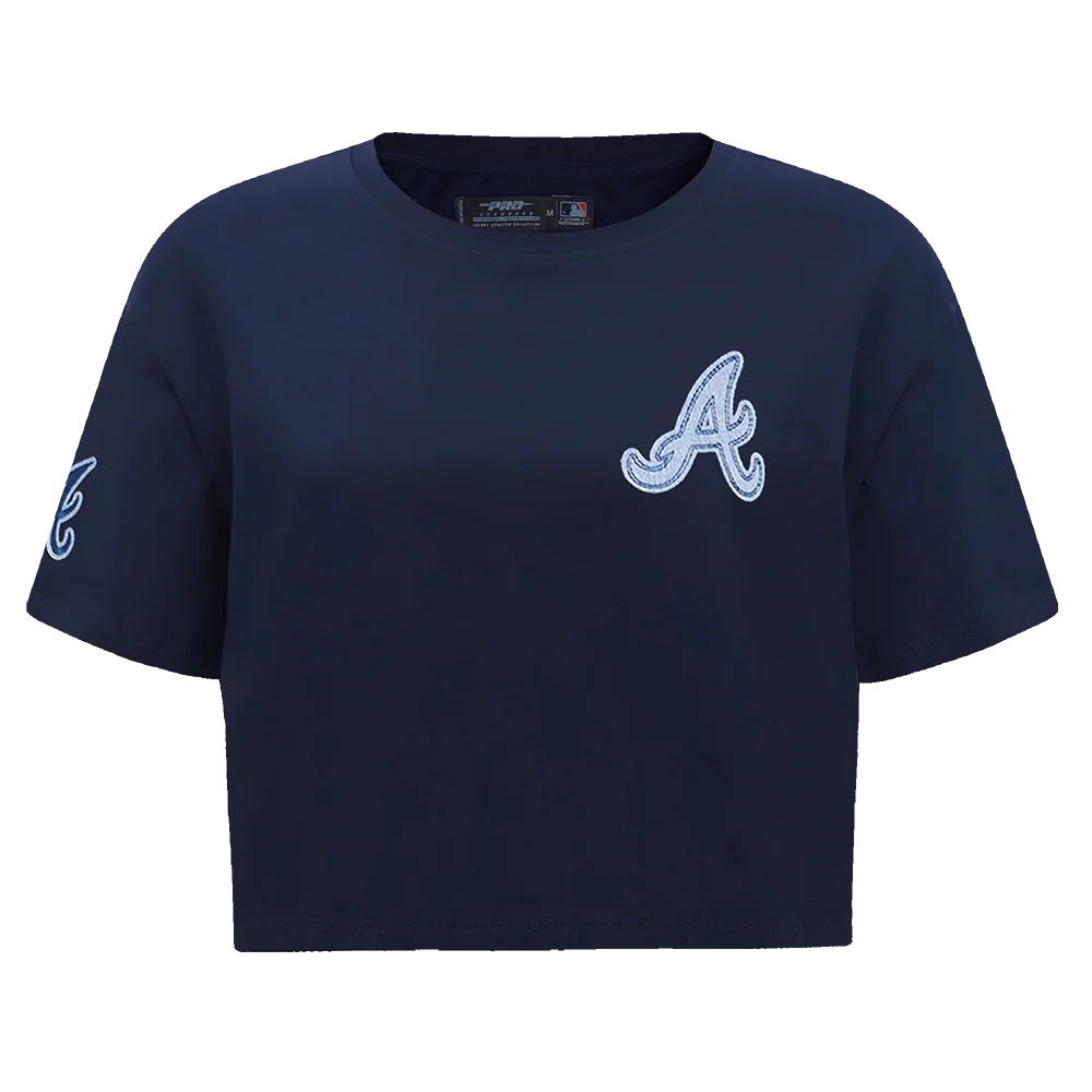 MLB ATLANTA BRAVES VARSITY BLUES WOMEN'S BOXY TOP (MIDNIGHT NAVY)