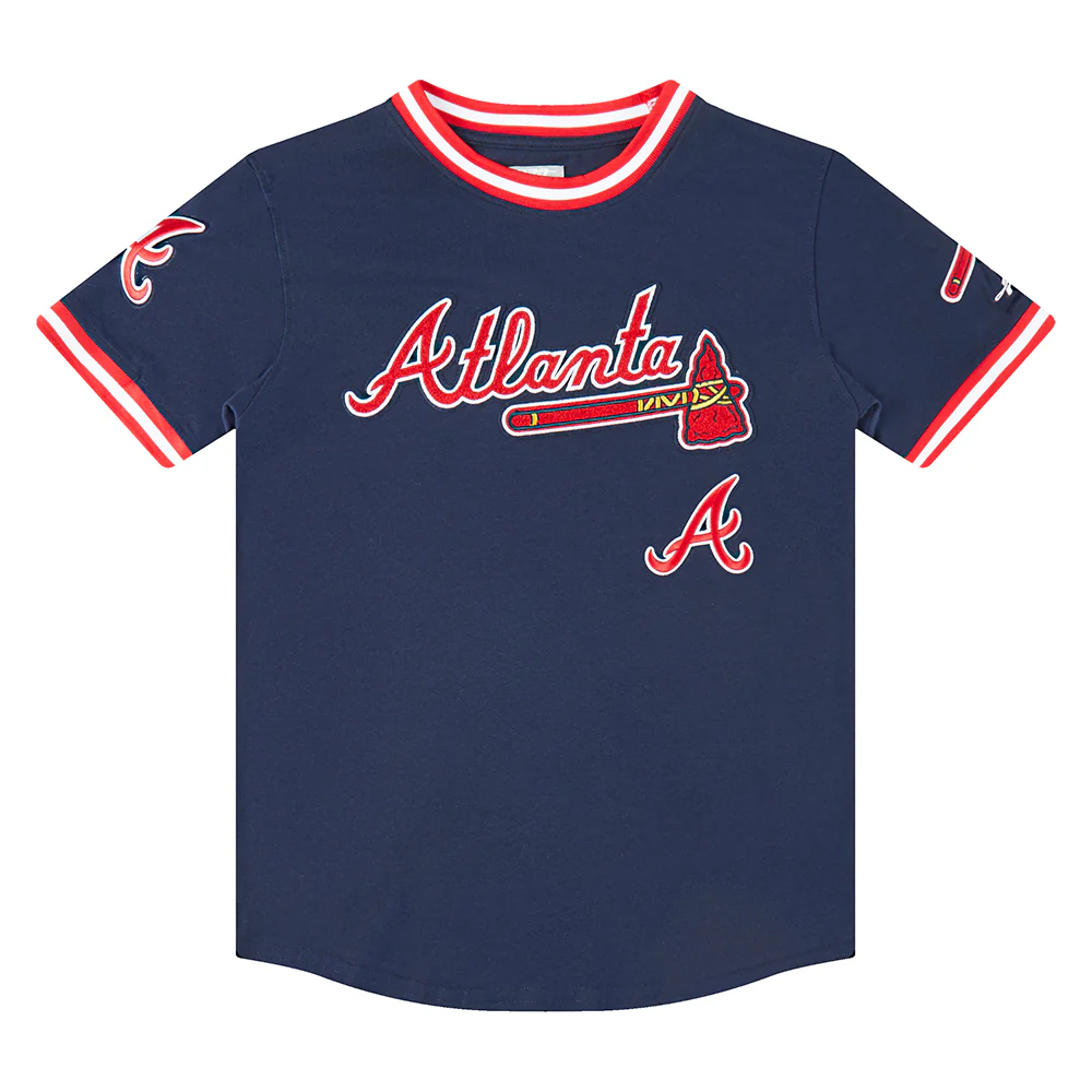 MLB ATLANTA BRAVES CLASSIC BIG BOYS SHORT SLEEVE STRIPED RIB TOP (MIDNIGHT NAVY/RED)