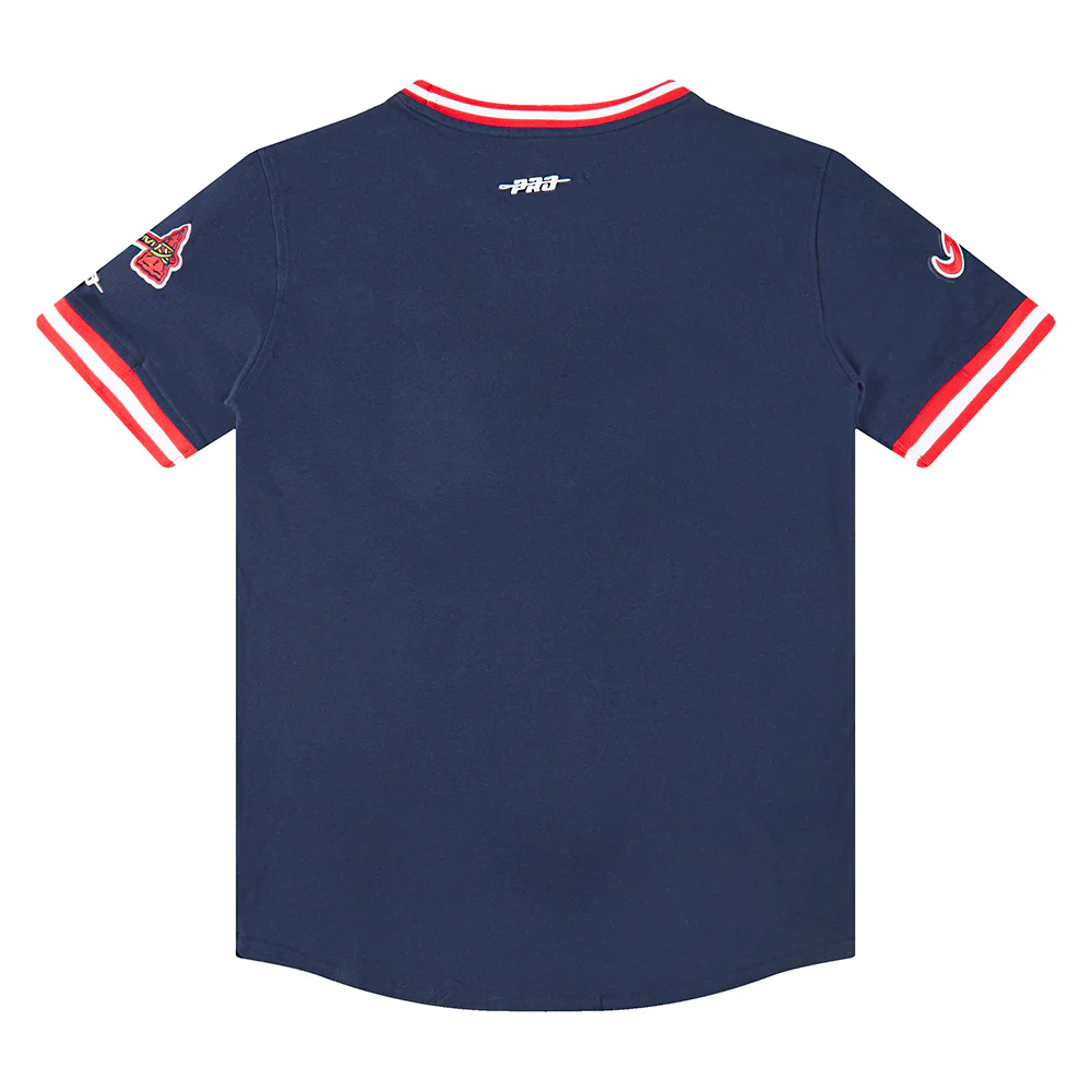 MLB ATLANTA BRAVES CLASSIC BIG BOYS SHORT SLEEVE STRIPED RIB TOP (MIDNIGHT NAVY/RED) - Image 2