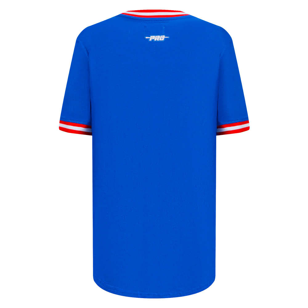 MLB ATLANTA BRAVES RETRO CLASSIC BIG BOYS SHORT SLEEVE STRIPED RIB TOP (ROYAL BLUE/RED) - Image 3