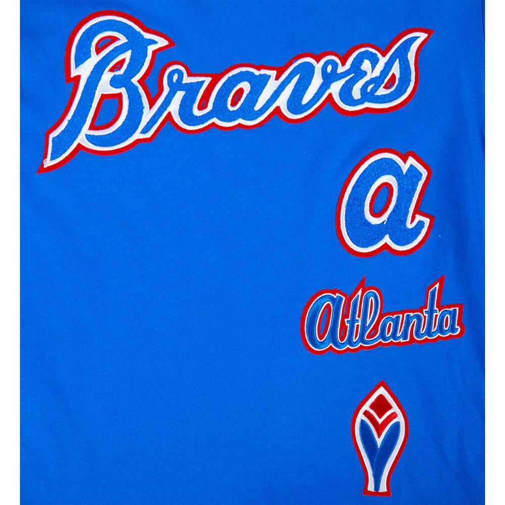 MLB ATLANTA BRAVES RETRO CLASSIC BIG BOYS SHORT SLEEVE STRIPED RIB TOP (ROYAL BLUE/RED) - Image 5
