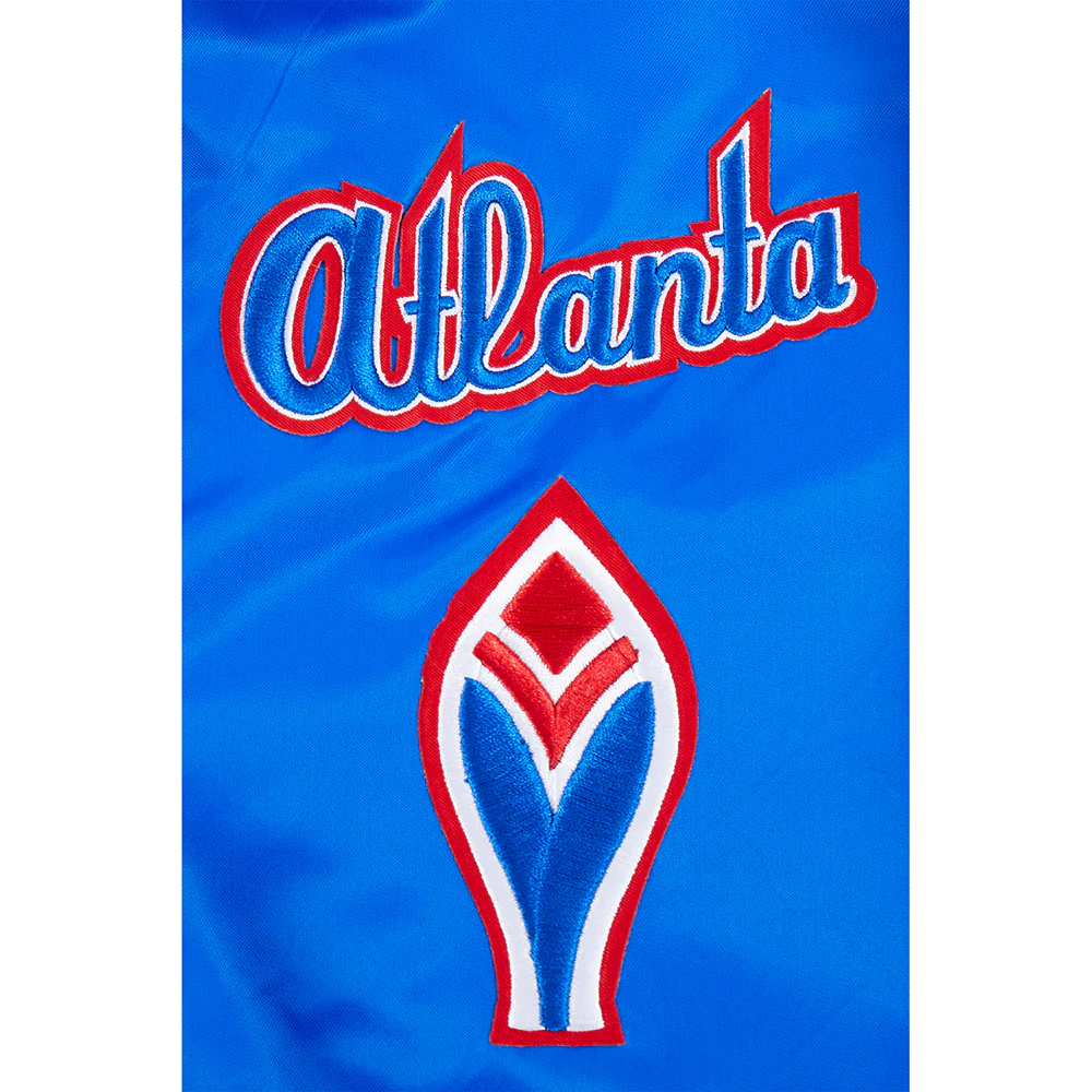 MLB ATLANTA BRAVES RETRO CLASSIC BIG BOYS RIB SATIN JACKET (ROYAL BLUE/RED) - Image 7