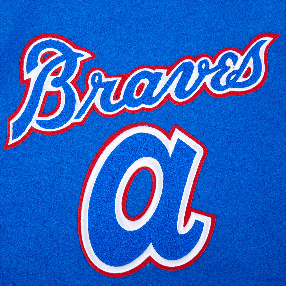 MLB ATLANTA BRAVES RETRO CLASSIC BIG BOYS RIB WOOL VARSITY JACKET (ROYAL BLUE/RED) - Image 10