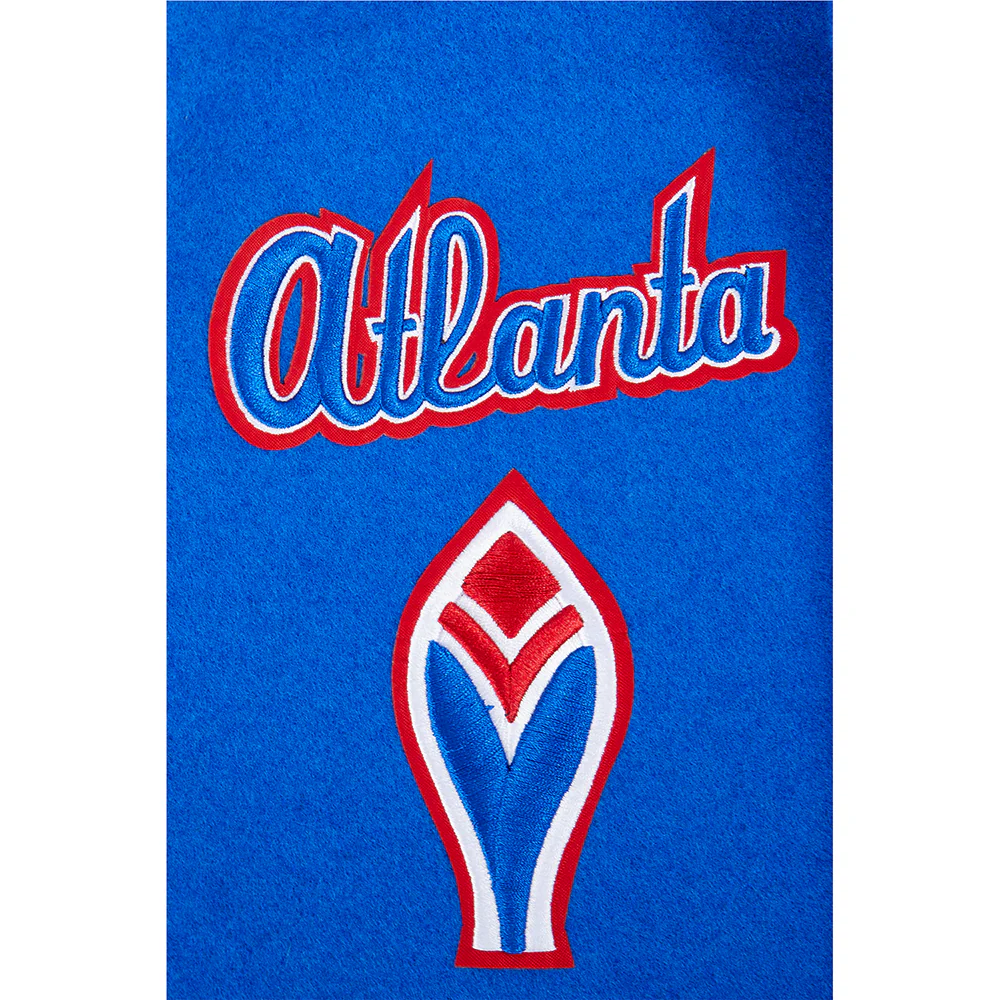 MLB ATLANTA BRAVES RETRO CLASSIC BIG BOYS RIB WOOL VARSITY JACKET (ROYAL BLUE/RED) - Image 9