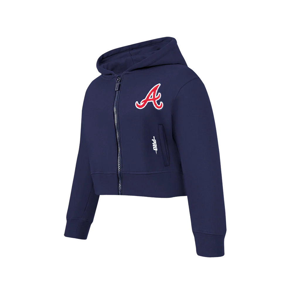 MLB ATLANTA BRAVES CLASSIC BIG GIRLS FLEECE FZ HOODIE (MIDNIGHT NAVY) - Image 2