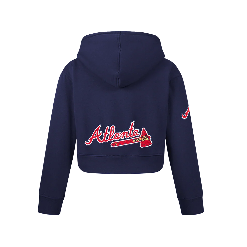 MLB ATLANTA BRAVES CLASSIC BIG GIRLS FLEECE FZ HOODIE (MIDNIGHT NAVY) - Image 3
