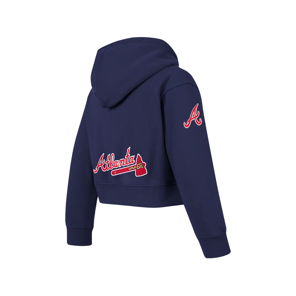 MLB ATLANTA BRAVES CLASSIC BIG GIRLS FLEECE FZ HOODIE (MIDNIGHT NAVY) - Image 4