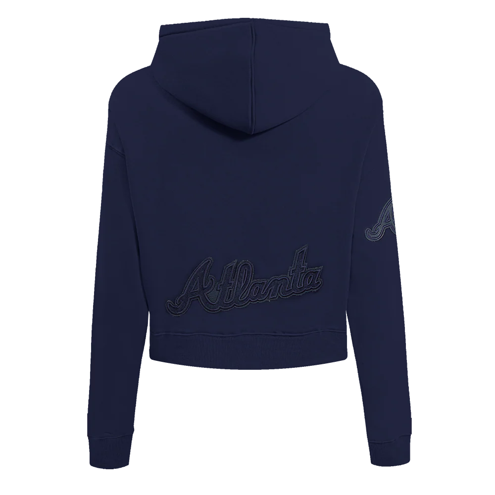 MLB ATLANTA BRAVES TRIPLE TONAL WOMEN'S DOUBLE KNIT FULL ZIP HOODIE (MIDNIGHT NAVY) - Image 3