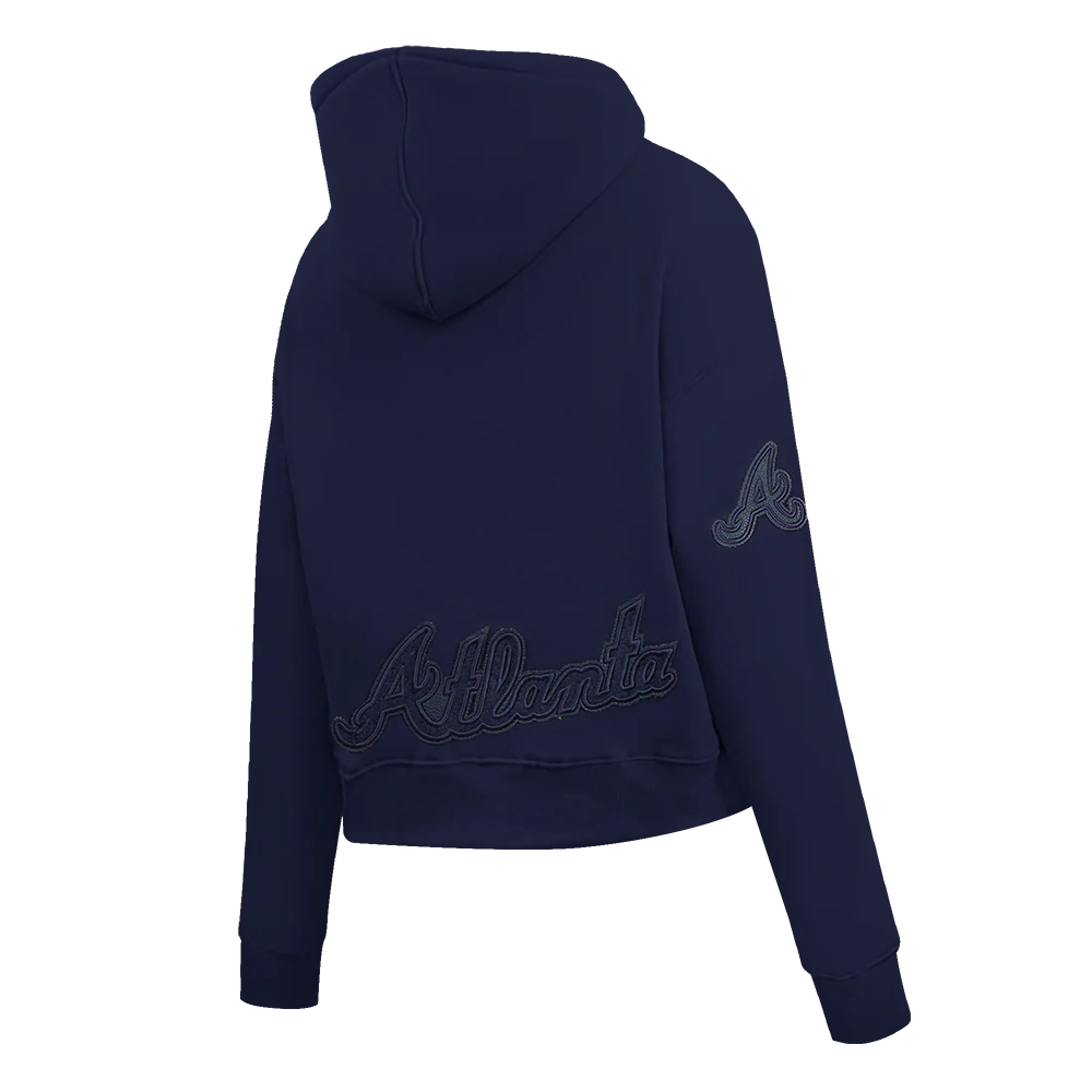 MLB ATLANTA BRAVES TRIPLE TONAL WOMEN'S DOUBLE KNIT FULL ZIP HOODIE (MIDNIGHT NAVY) - Image 4
