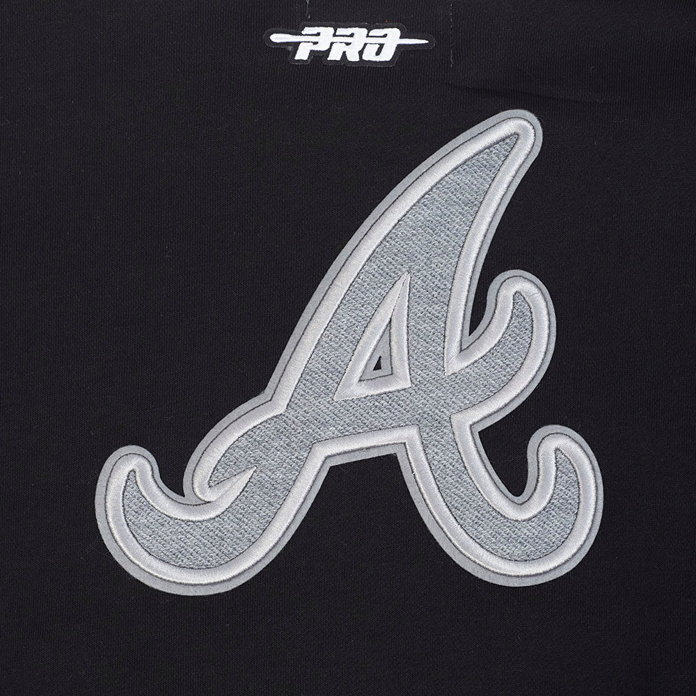 MLB ATLANTA BRAVES REVERSE FRENCH TERRY WOMEN'S COLORBLOCK FLC FZ HOO (BLACK/GRAY/EGGSHELL) - Image 11