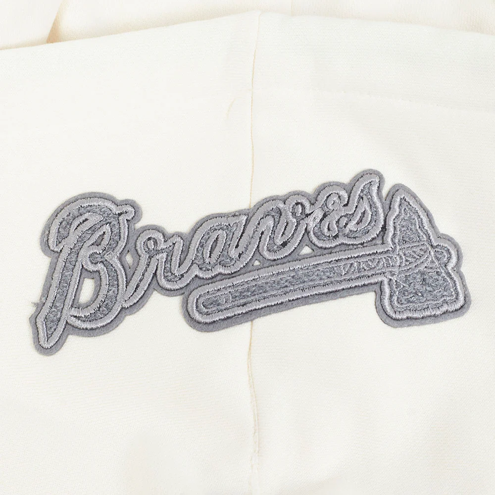 MLB ATLANTA BRAVES REVERSE FRENCH TERRY WOMEN'S COLORBLOCK FLC FZ HOO (BLACK/GRAY/EGGSHELL) - Image 12