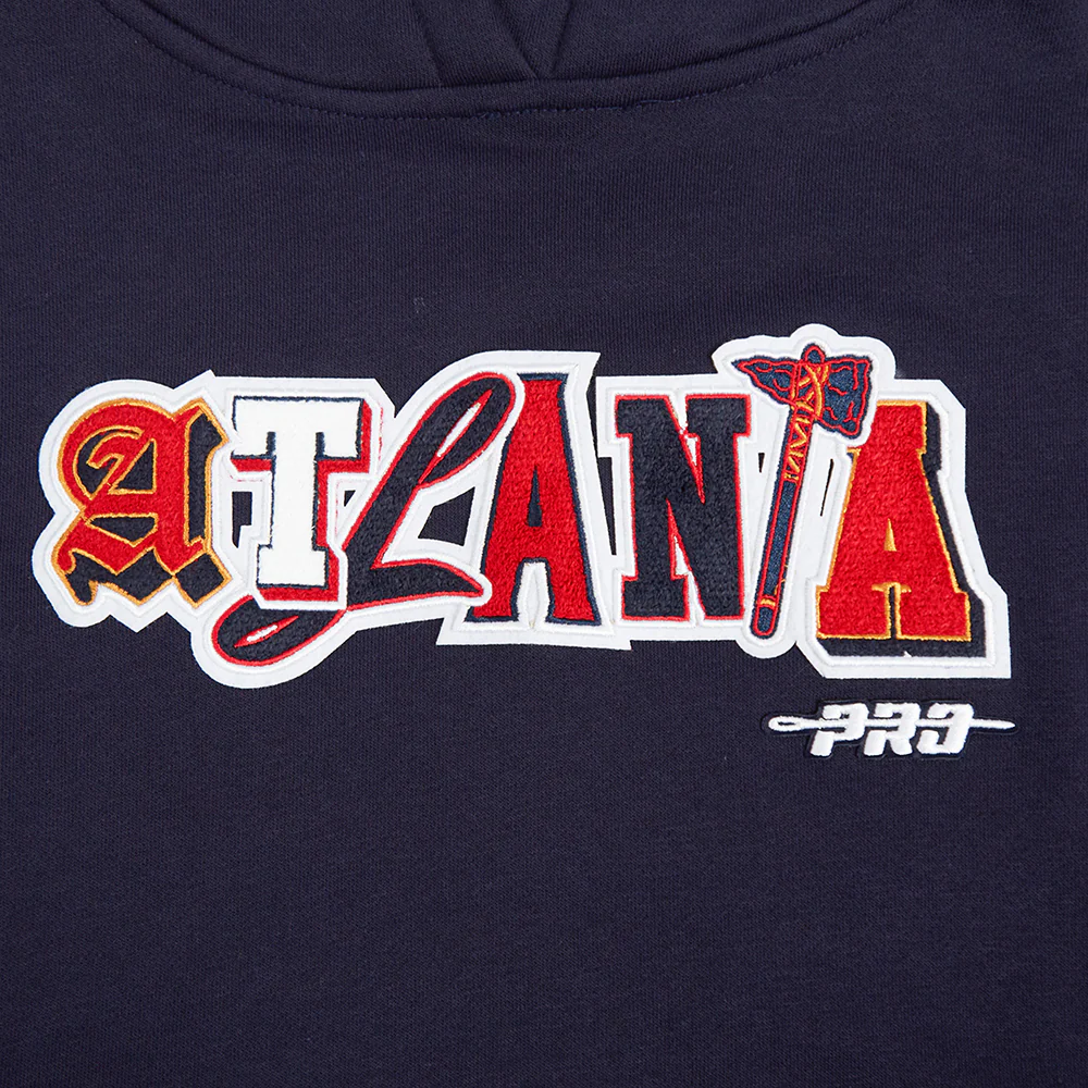 MLB ATLANTA BRAVES CITY RANSOM WOMEN'S RIB FLC CROPPED PO HOODIE (MIDNIGHT NAVY/RED/MIDNIGHT NAVY) - Image 8