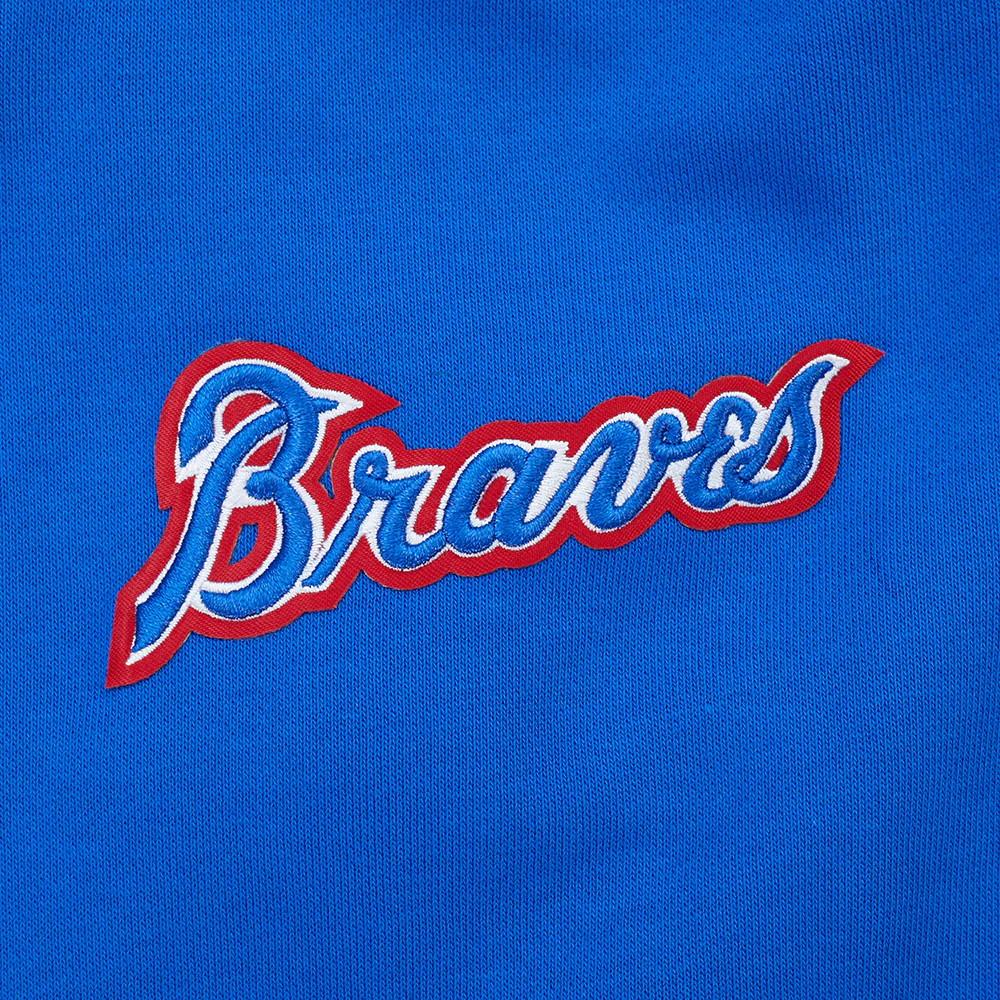 MLB ATLANTA BRAVES RETRO CLASSICS WOMEN'S CROPPED PULLOVER HOODIE (ROYAL BLUE/RED) - Image 7