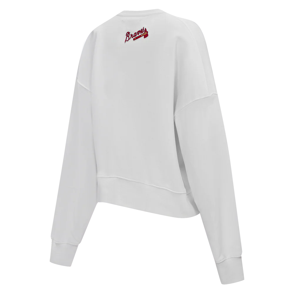 MLB ATLANTA BRAVES CLASSIC WOMEN'S CREWNECK (WHITE) - Image 3