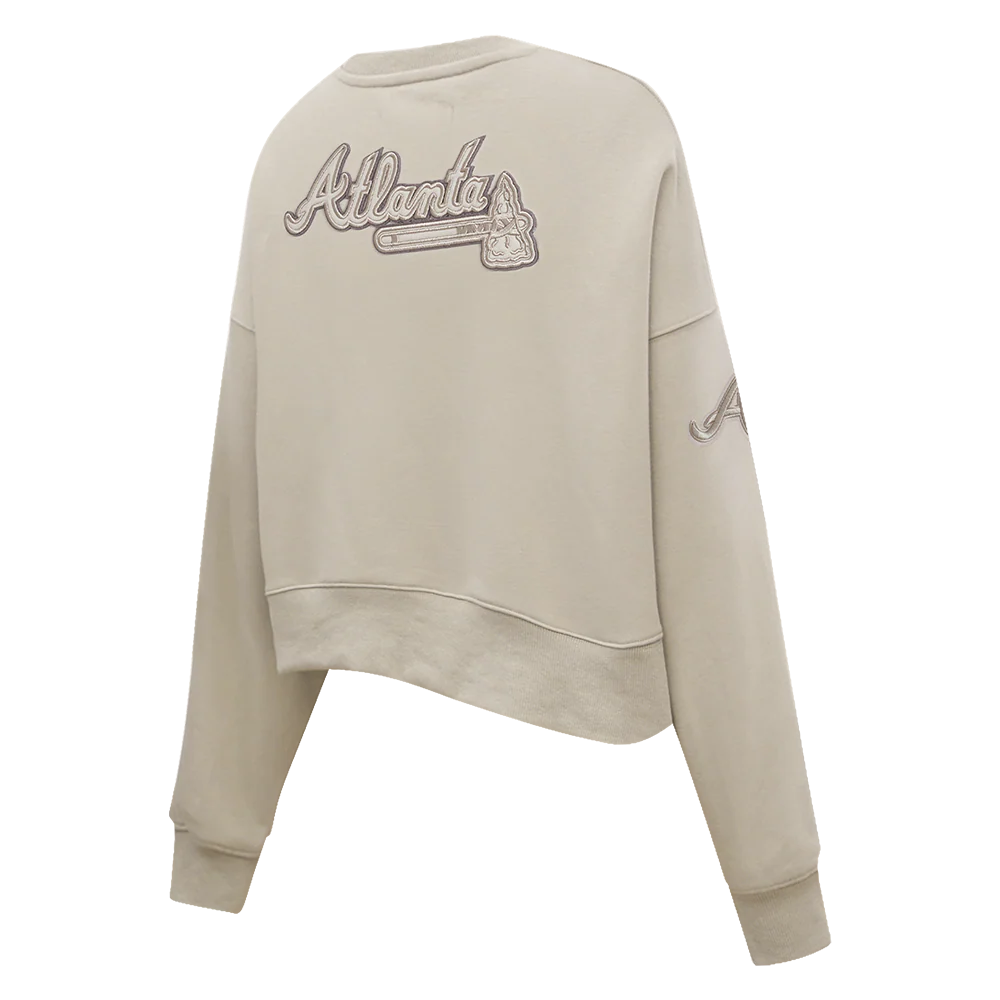 MLB ATLANTA BRAVES NEUTRAL WOMEN'S CREWNECK (TAUPE) - Image 4