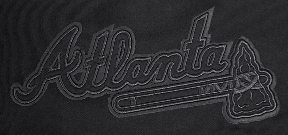MLB ATLANTA BRAVES NEUTRAL WOMEN'S CROPPED PULLOVER HOODIE (BLACK) - Image 6