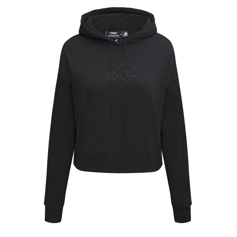 MLB ATLANTA BRAVES NEUTRAL WOMEN'S CROPPED PO HOODIE (DARK TAUPE)