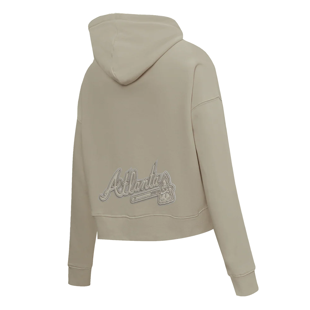 MLB ATLANTA BRAVES NEUTRAL WOMEN'S CROPPED PO HOODIE (DARK TAUPE) - Image 12
