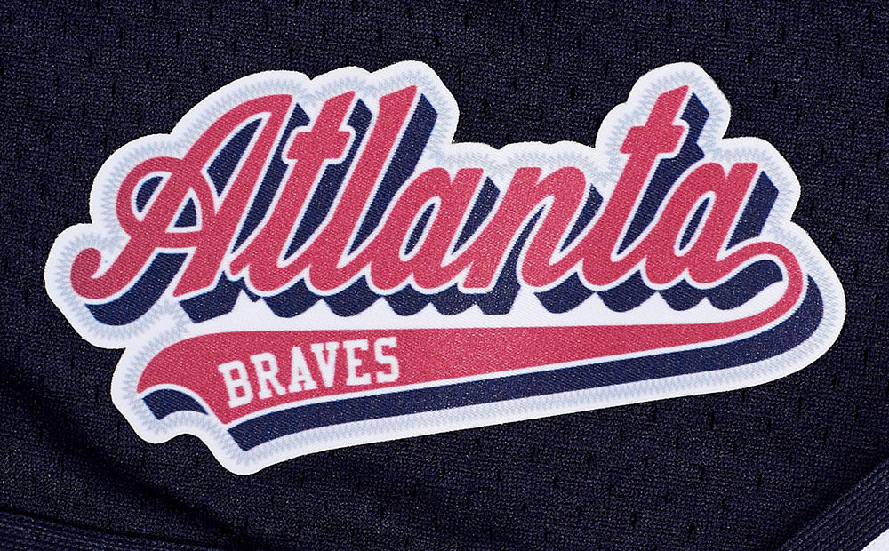 MLB ATLANTA BRAVES SCRIPT TAIL WOMEN'S MESH TAPE SHORT (MIDNIGHT NAVY) - Image 5