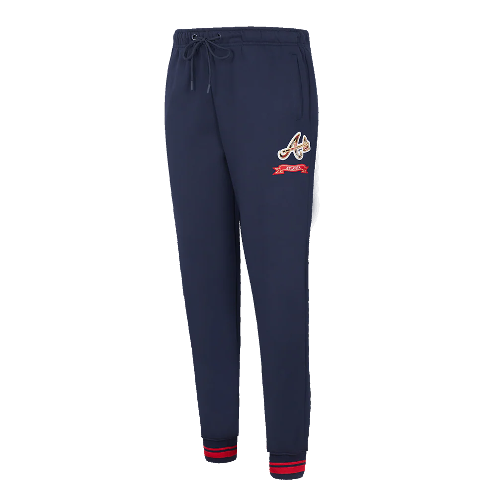 MLB ATLANTA BRAVES PRO PREP W RIB FLEECE WOMEN'S SWEATPANT (MIDNIGHT NAVY/RED/MIDNIGHT NAVY)