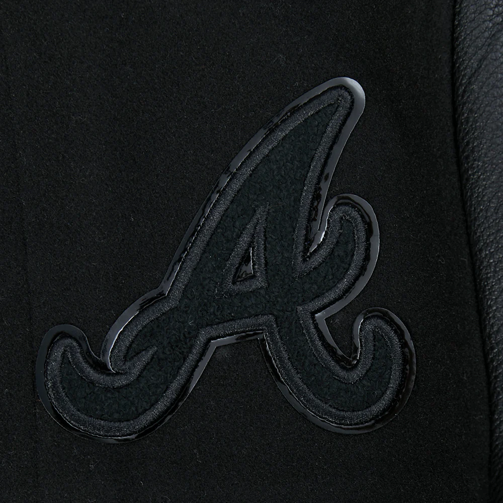 MLB ATLANTA BRAVES TRIPLE BLACK LITTLE BOYS WOOL VARSITY JACKET (JET BLACK) - Image 5