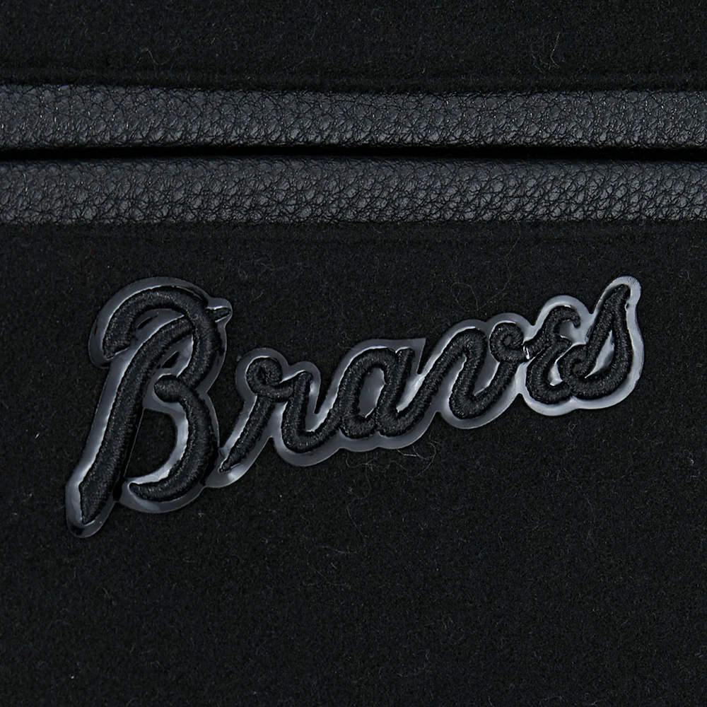 MLB ATLANTA BRAVES TRIPLE BLACK LITTLE BOYS WOOL VARSITY JACKET (JET BLACK) - Image 6